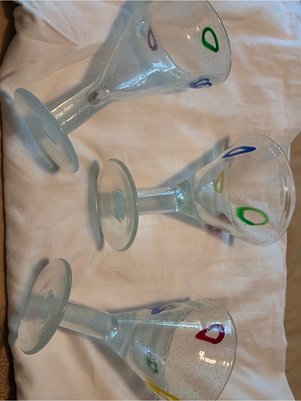Handblown Glass Wine/Cocktail Goblets with Colorful Accents